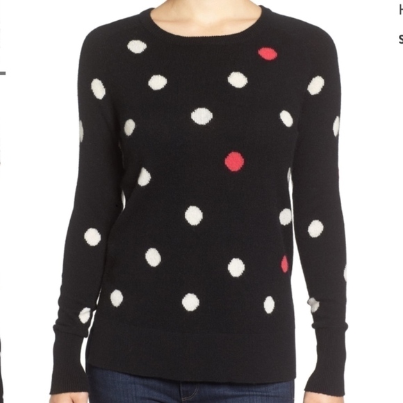 HALOGEN CASHMERE | Black with polka dots sweater - Picture 1 of 8